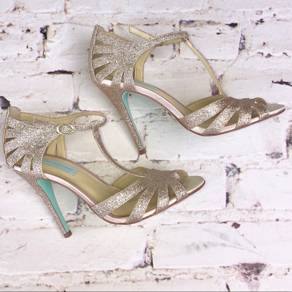 Betsey Johnson Gold Glitter Heels